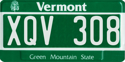 VT license plate XQV308