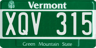 VT license plate XQV315