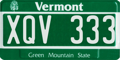 VT license plate XQV333