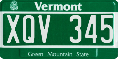 VT license plate XQV345