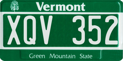 VT license plate XQV352