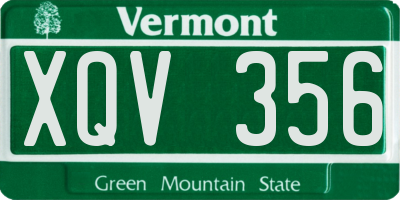 VT license plate XQV356