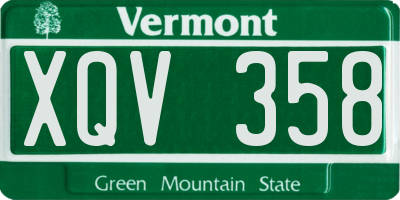 VT license plate XQV358
