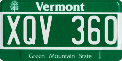 VT license plate XQV360