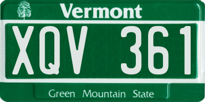 VT license plate XQV361