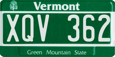 VT license plate XQV362
