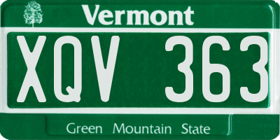 VT license plate XQV363