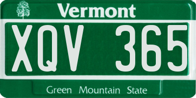 VT license plate XQV365