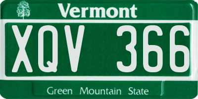 VT license plate XQV366