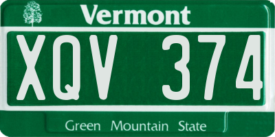 VT license plate XQV374
