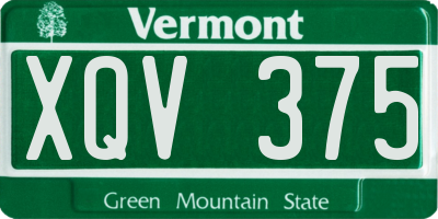 VT license plate XQV375
