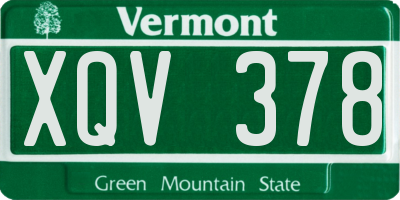 VT license plate XQV378