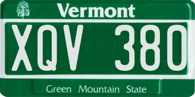 VT license plate XQV380