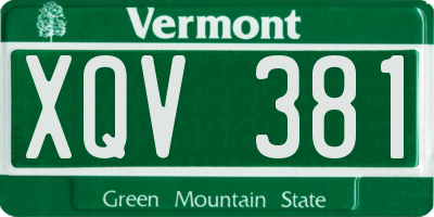 VT license plate XQV381
