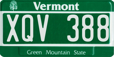 VT license plate XQV388