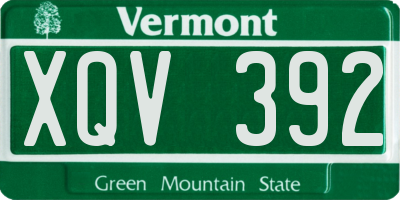 VT license plate XQV392