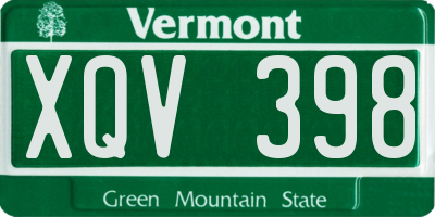 VT license plate XQV398