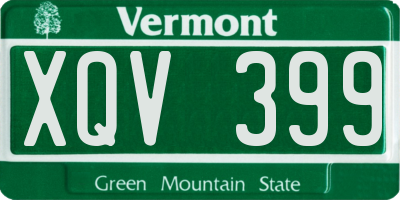 VT license plate XQV399