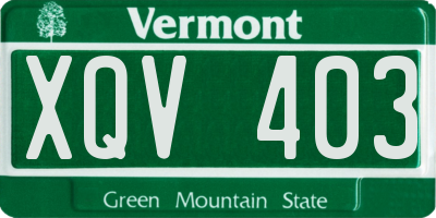 VT license plate XQV403