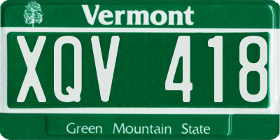 VT license plate XQV418