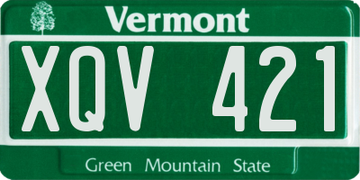 VT license plate XQV421