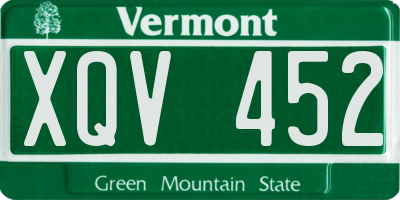 VT license plate XQV452
