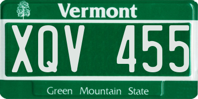 VT license plate XQV455