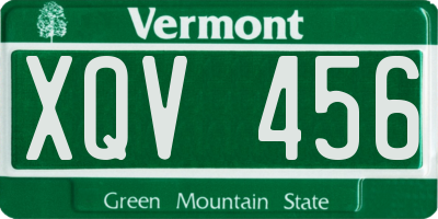 VT license plate XQV456