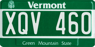 VT license plate XQV460