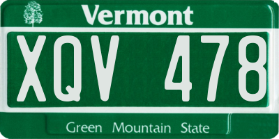VT license plate XQV478