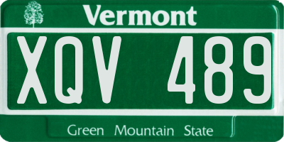 VT license plate XQV489