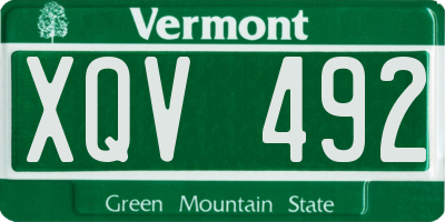 VT license plate XQV492