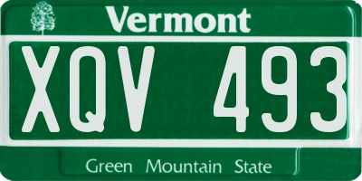 VT license plate XQV493
