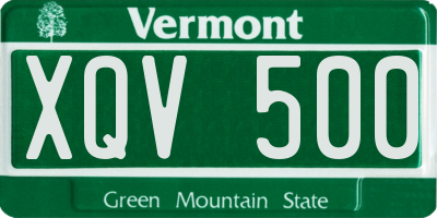 VT license plate XQV500