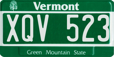 VT license plate XQV523