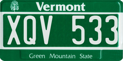 VT license plate XQV533