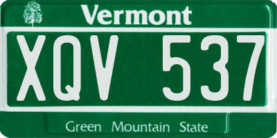VT license plate XQV537