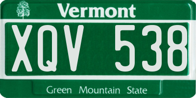 VT license plate XQV538