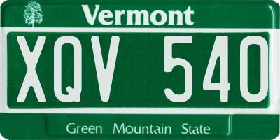 VT license plate XQV540