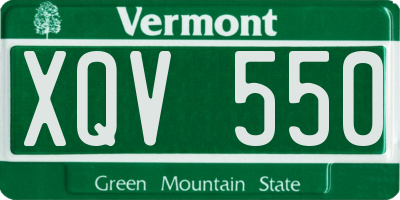 VT license plate XQV550