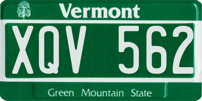 VT license plate XQV562