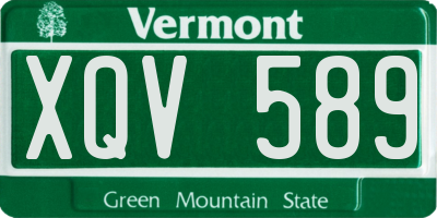VT license plate XQV589