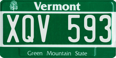 VT license plate XQV593