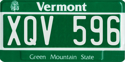 VT license plate XQV596