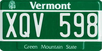 VT license plate XQV598