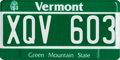 VT license plate XQV603
