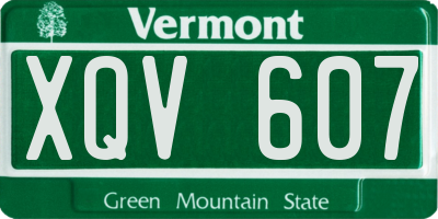 VT license plate XQV607