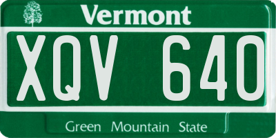 VT license plate XQV640