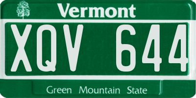 VT license plate XQV644