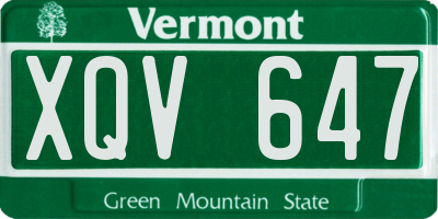 VT license plate XQV647